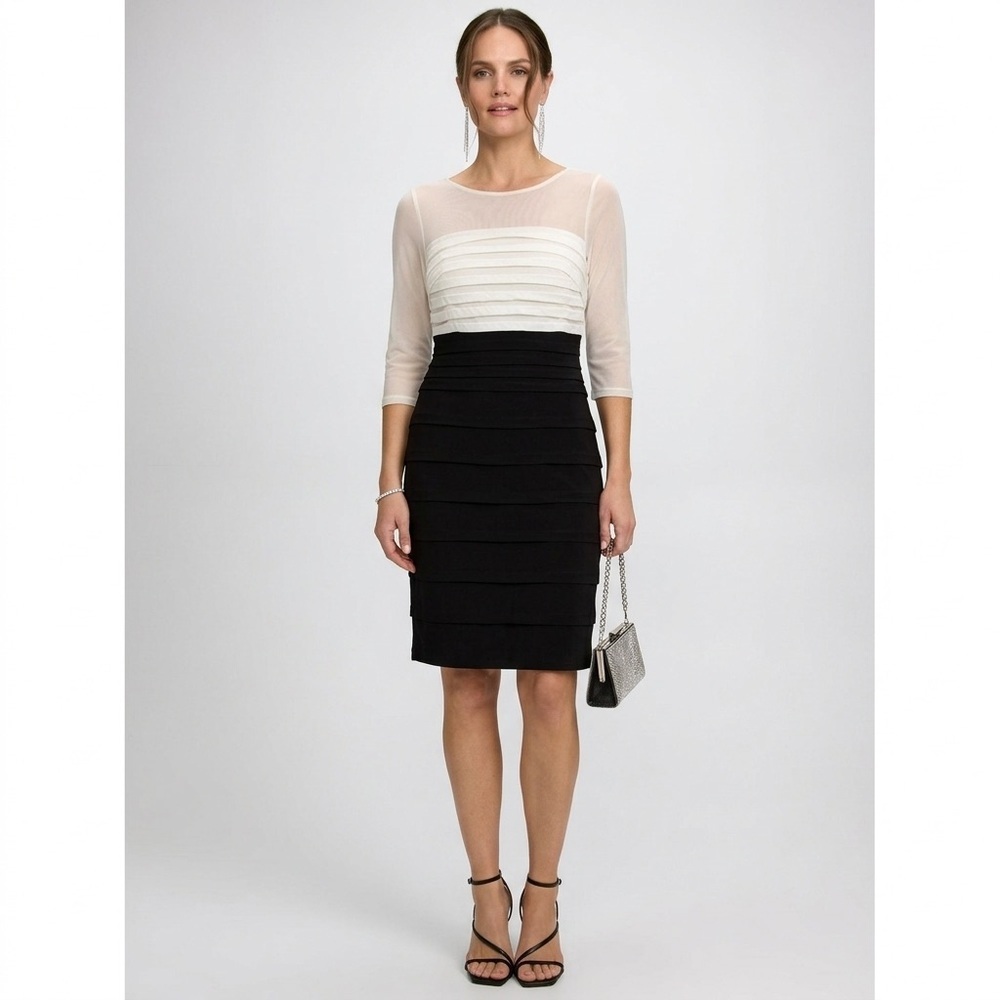 Laura Black & White Ruffled Bodycon Dress Size 8 Cocktail Party Dress